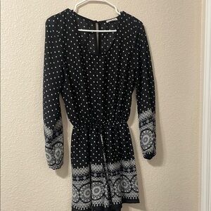 Charlotte Russe Black and White Sheath Dress with Bishop Sleeves